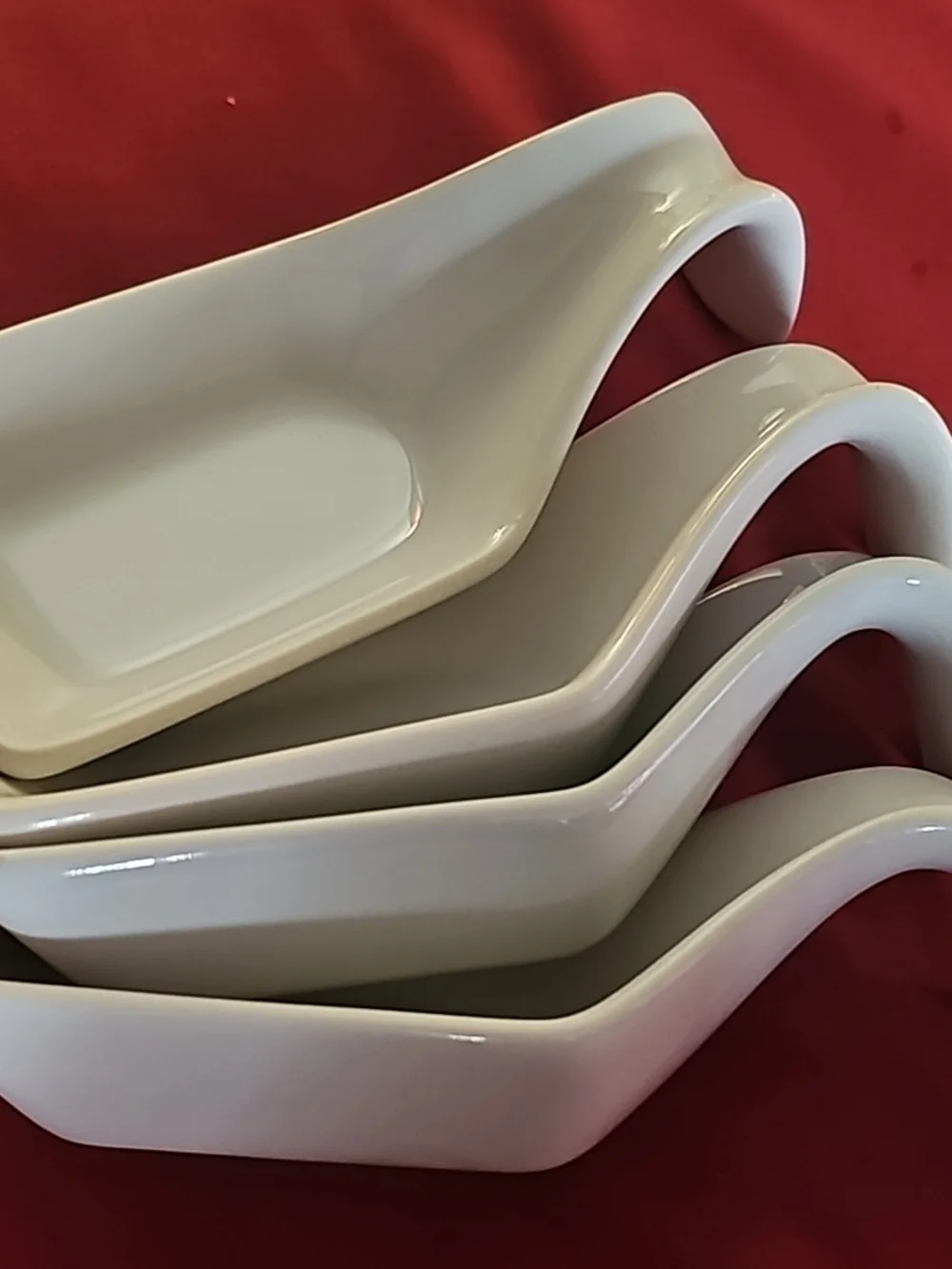 New Sur La Table White Ceramic Appetizer Taster Spoon, Set of 4